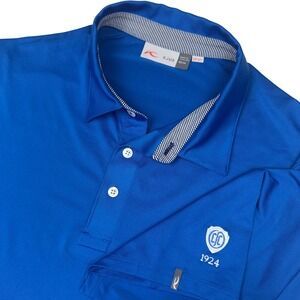 KJUS Soren Solid Polo Shirt Men Medium Blue Golf Short Sleeve UPF 50+Performance